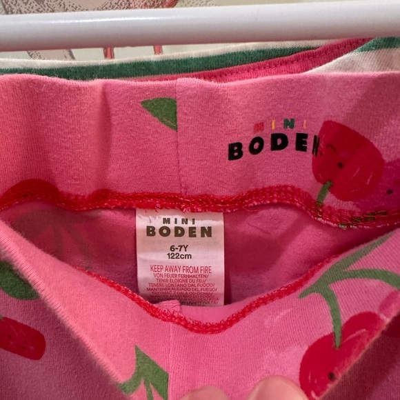 Mini Boden Green Striped cherry tunic set with capri leggings - Picture 4 of 4